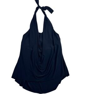 Magic Suit Black Halter Swim Top Built in Bra Swimsuit Bathing suit Sz 12 Ruched